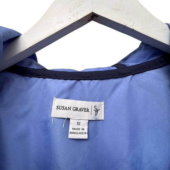 Susan Graver Windbreaker Jacket Plus Size 1X Purple Light Anorak Packable Hooded - Picture 5 of 11